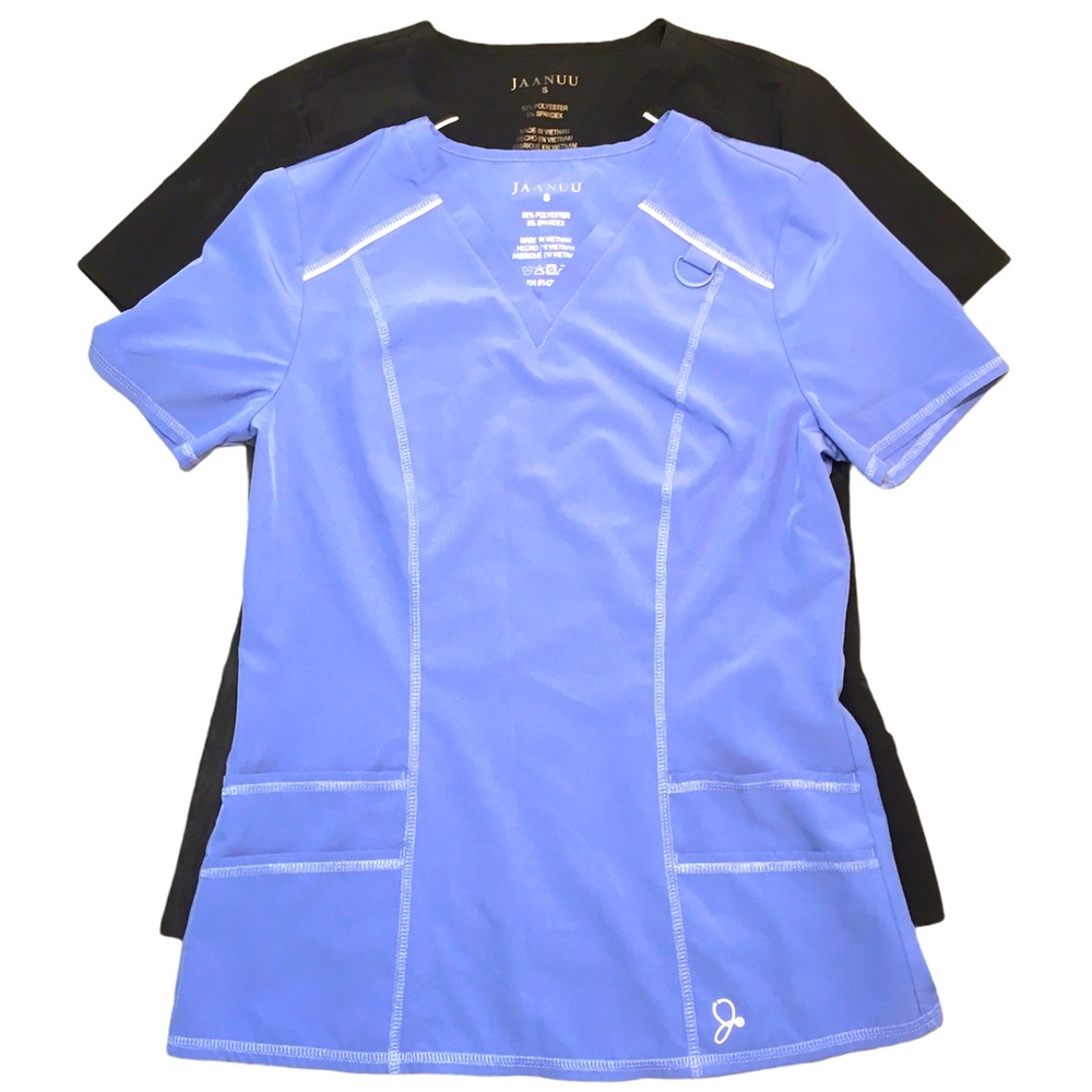 LOT of (2) Jaanuu Shift V-Neck Scrub Tops Size S